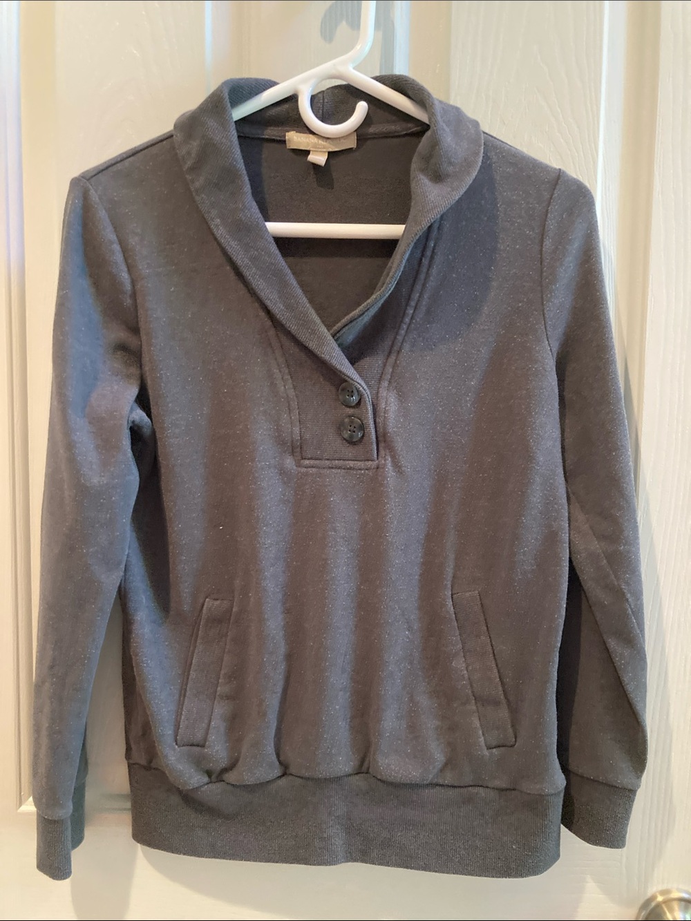 Women's Gray Pullover Shawl Collar Top